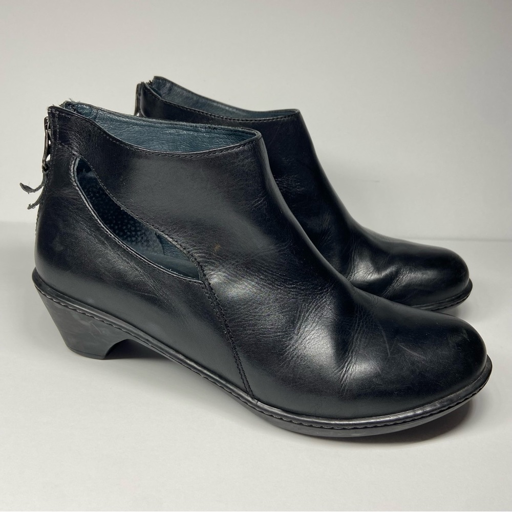 Dansko Black Leather Ankle Booties